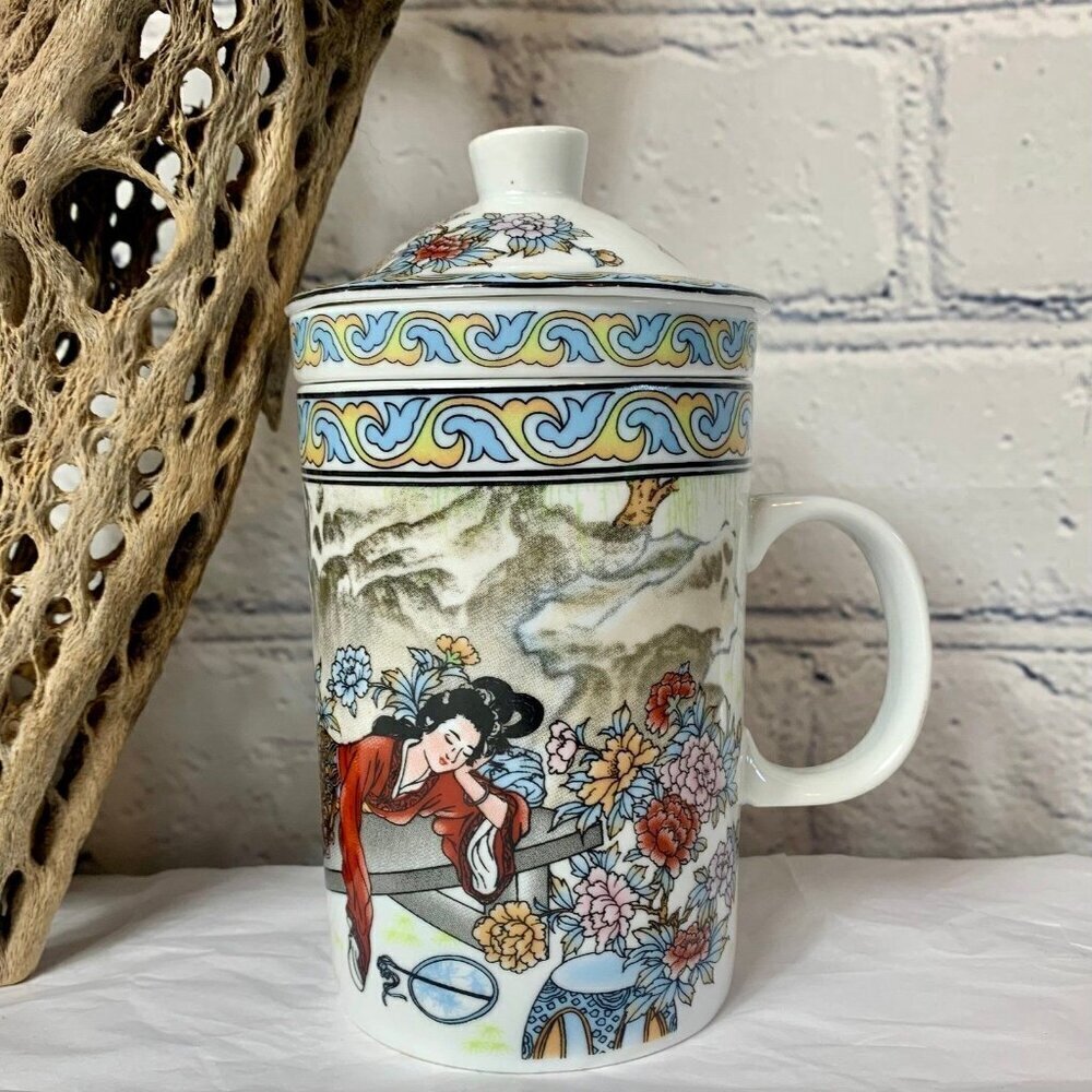 3 piece Porcelain Tea Infuser Set with Cup Infuser and Lid